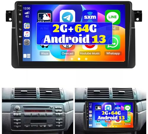 HiFi+64G Android Radio Coche para BMW E46 1999-2005 Inalámbrico Carplay Android Auto, Pantalla Táctil de 9 Pulgadas Autoradio Bluetooth GPS FM/RDS Cámara Trasera