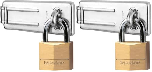 Master Lock 140703EURD Pack Comprenant un Moraillon de Porte et un Cadenas à Clé (Lot de 2)