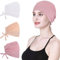 Hijab Kopftuch,Damen Frauen Undercap Hijab Unterschal Hijab Islamische Muslimische Unterschal Hijab Closure Solid Color Unter Schal Hijab Kopfbedeckung Chemo Kopftuch Schlafmütze (Weiß+Beige+Rosa)