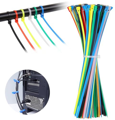 Realjoy 120 pezzi Fascette Plastica per Cablaggio, 300 x 5 mm Fascette Elettricista, Resistenti ai Raggi UV, Fermacavo Colorate in Nylon per Gestione dei Cavi, Officina, Giardino (6 Colori)