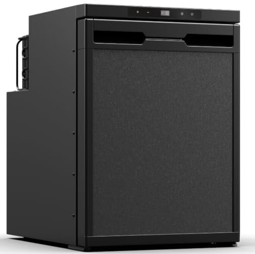 Shield Autocare 43L DC 12/24V/240v Campervan Caravan Motorhome Compressor Refrigerator Fridge Freezer with Surround Frame Black Silver (Black)