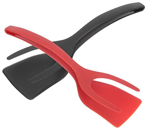 2st Grip And Flip Spatula Tongs: Eierspatel Aus Silikon Umdrehen Pfannenwender Zange Kuchencreme Butterspatel Eierwender Spatel Küche Braten Pfannenwender 2 in 1 Spiegeleier Kieselgel