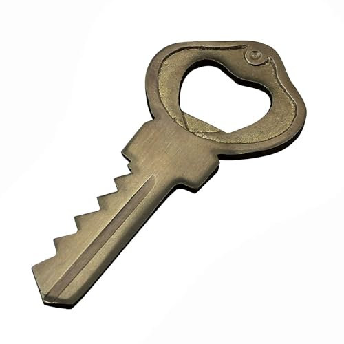 The Unltd India Nautical Brass Bottle Opener, Antique Handmade Cap Lifter for Home Kitchen, Bar, Hotel, Office, Unique Gift for Christmas and Thanksgiving (Solid Brass Key, Brown)