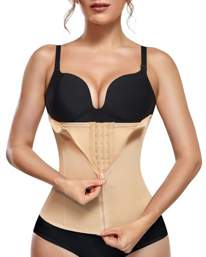 KUMAYES Korsett Damen Waist Trainer Cincher Korsage Taillenformer Bauchweggürtel Corsage Shapewear Damen bauchweg (Beige, L)