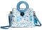 Laura Vita Damen Umhängetasche Blumenmuster Tragegriffe Alisa 0224, Farbe:Blau