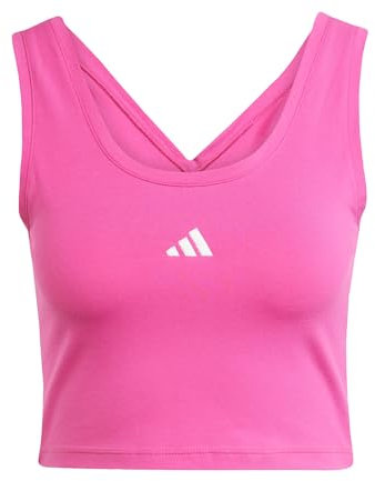 adidas Donna Essentials Small Logo Cotton Lifestyle Tank, Semi Lucid Fuchsia/White, XL