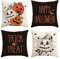 Artoid Mode Spinnennetz Jack-o'-Lantern Happy Halloween Kissenbezüge 4er Set, 40x40 cm Trick or Treat Zierkissenbezug Cushion Cover Couch Deko