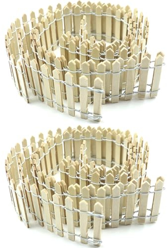 Sarini 2 Pack Wooden Fence Miniature Garden Kit Dollhouse DIY, Mini Garden Furniture Gnome Fence