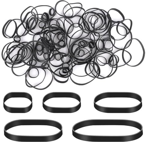 100pcs Black Rubber Bands, 5 Sizes Heavy-Duty Thick Rubber Band Assorted Wide Elastic Band for Litter Box File Folder Camping Hiking Home School Office Supplies (3.35/2.56/2.17/1.38/0.79in)