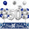 XIEXIESHER 50 Geburtstag Deko, Blau Silber Luftballons 50 Geburtstag Dekoration Set, Partydeko mit Kronenballon und Banner 50 geburtstag mann, für Männer Frauen Party Deko 50.Geburtstag