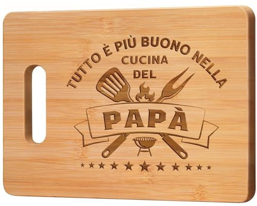 CheriGift Regalo Papà, Tagliere in Bambù, Regalo Papa Compleanno, Regalo Compleanno Papà, Idee Regalo Papà, Regali Natale Papà