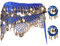 Bauchtanz Rock, Fasching Bauchtanz Kostüm Gürtel mit Goldmünzen, Schwarzer Schal Frauentanz Kostüm Foulard Bauchtanz Kleid für Frauen Mädchen Zumba Yoga-320blue