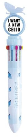 I Want A New Cello-Kugelschreiber, Art-Deco-Stil, modisch, einziehbar, mehrfarbig, Schulbedarf
