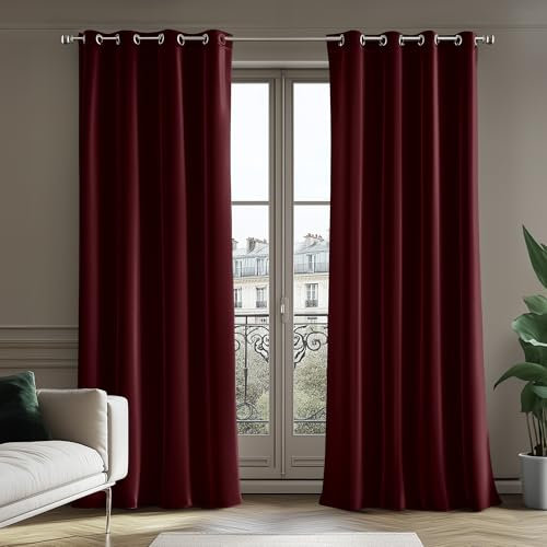 Deconovo 100% Samt Verdunkelungsvorhang Blickdicht Gardinen mit Ösen Samtvorhänge für Schlafzimmer Vorhang Velvet Curtains Samtvorhang Blackout Vorhänge, 240x140cm(HöhexBreite), Fuchsie, 2er Set