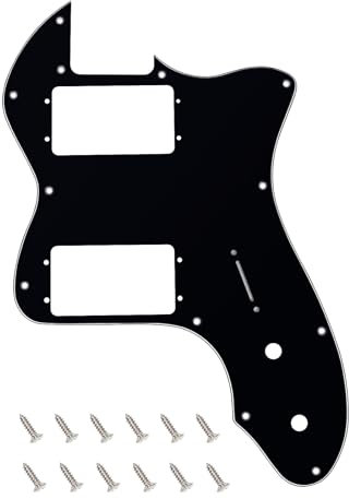 Banworks 3-lagiges Tele HH Schlagbrett 12 Löcher Weitbereichs-Tonabnehmerschlitz-Abdeckung Telecaster-Schlagbrett Schlagplatte für USA/mexikanische Fender Vintage 72 Tele Thinline JT-HB-07 Schwarz