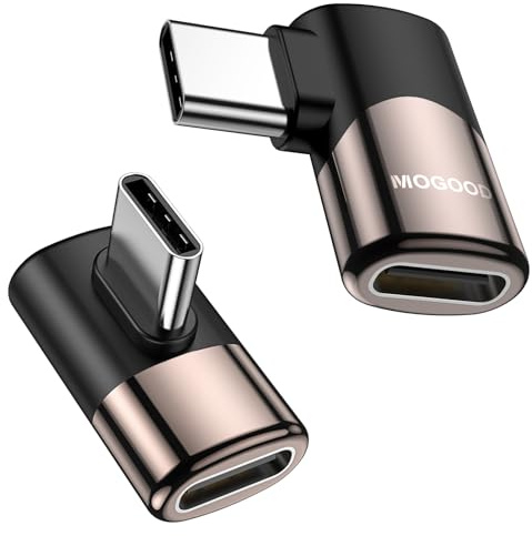 MOGOOD USB C 90° Adapter 40Gbps 100W 8K für Laptop & Steam Deck | USB4/Thunderbolt 3 kompatibel, Aluminium, für Tablet/Switch/Handy, Daten/Laden/Video, Winkelstecker für enge Plätze