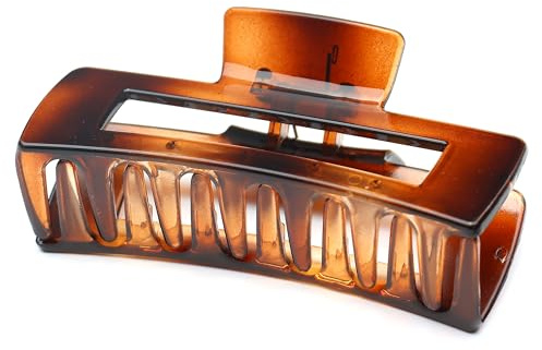 QinGoo Groß Haarklammer XXL, 10.4cm rechteckig in Amber, starker Halt für dicke and lange Haare, rutschfest für Büro und Alltag, 1 stück