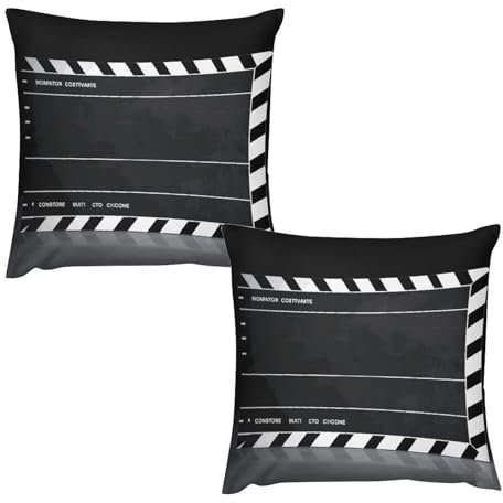 STVNKML Classic Movie Clapboard Black Plush Throw Pillow Covers 45.7 cm Set of 2 Decorative Pillows Plush Cushion Case Soft Plush Pillow Case for Sofa Couch Living Room