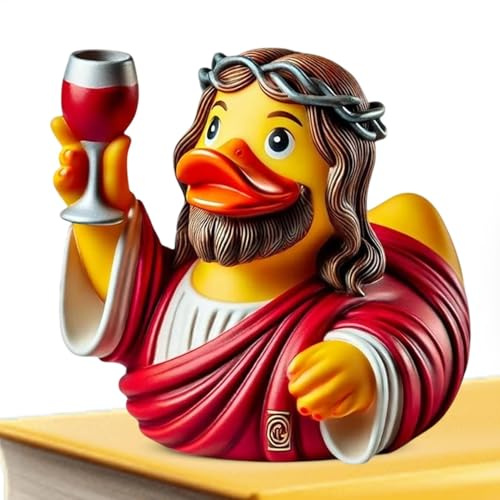 Jesus Duck, Duck Figur | Kreative 3,5 Zoll Jesus Duck Harz Statue - Christliche Dekoration, Desktop Skulptur, Innendekoration, Tierdekoration Außen für Zuhause Interesse