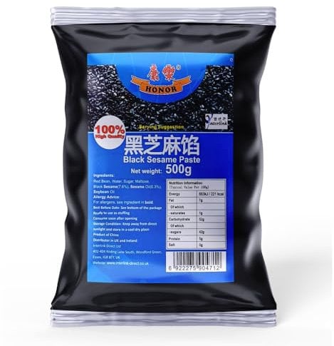 Honor Assorted Paste | Authentic Sweet Filling for Mooncakes, Pastries & Desserts | 400g-500g (Black Sesame Paste 500g)