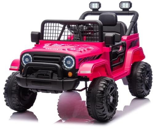 LEADZM Voiture électrique pour Enfant 12V – Télécommande parentale 2,4 GHz Incluse, 2 Portes avec Lecteur MP3 intégré (Rose)