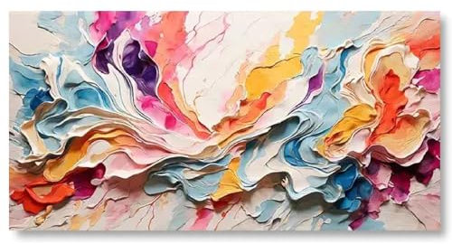 Leinwand Bilder Abstrakt Bunt Kunst Poster 200x100 cm Modern Leinwandbild Groß XXL Wohnzimmer Schlafzimmer Wandbild Kunstdruck Wandbilder Canvas Desing Wand Bild auf Leinwand Ohne Rahmen