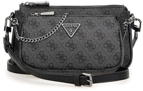 GUESS Noelle II Double Pouch Crossbody Bag Coal Logo