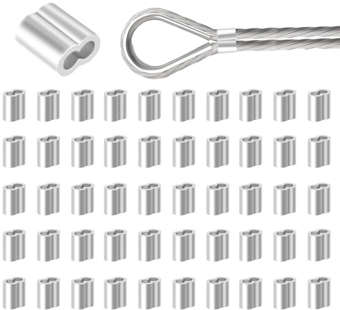 50 Stück Seilklemme Drahtseilklemme 4 mm, Quetschhülsen Angeln Pressklemmen Seilklemmen, Würgeklemmen Klemmhülsen für Gummiseil 4 mm