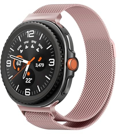 GOBY Métal Bracelet pour Galaxy Watch 8 Ultra 2/Watch8 Classic, Acier Inoxydable Magnétique Bracelets de Remplacement Métal pour for Galaxy Watch 8 Watchband, Femme Homme Bracelets (ROSE)