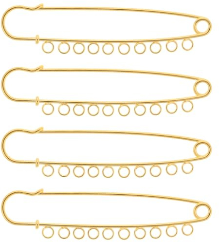 Angoily Broschennadeln 4 Stück Metall Sicherheitsnadeln Mit Schlaufen 3.54X0.59X0.20In Anstecknadeln Für DIY Schmuck Basteln Schal Rock Pullover Zubehör