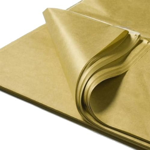 Pack of 10 x Vibrant Tissue Paper 500mm x 750mm for Gift Bags, Wrapping, Flowers, Wedding, Arts Crafts - Quality Acid Free (Metallic Gold)