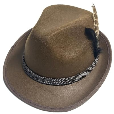 Generisch Hut Wiesn, Trachtenhut Herren Damen, Oktoberfest Filzhut mit Feder, Bayerischer Hut, Trachtenhut Filz mit Kordel & Deko, Bierfest Hat für Volksfest Karneval Bühne Kostüm Accessoire