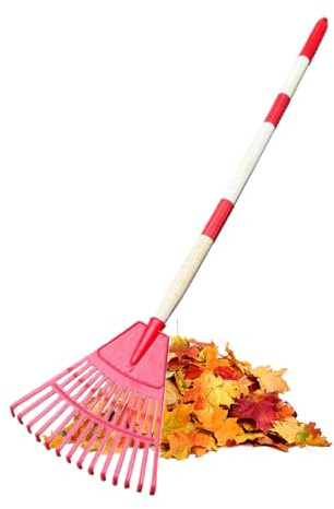 Fan Shaped Garden Rake 14 Tines Household Lawn Rake Ergonomic Fan Broom for Gardening Lawn Outdoor Camping