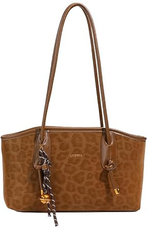HICARRY Handtasche Damen Kunstleder Vintage Schultertasche Klein Tote Bag Elegant Henkeltaschen Shopper Bag Handbags for Women Tragetasche für Arbeit Reisen (Leo-Braun)