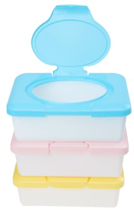 3 Tragbare Feuchttücherboxen aus Kunststoff für Babys | Nachfüllbarer Spender, Leicht zu Reinigen und Praktisch zur Aufbewahrung Zufällige Farbe