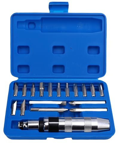 Luocute Conjunto de Controlador de Impacto de Accionamiento de 18 Piezas de 1/2 Pulgada, Destornilladores Reversibles Manuales de Mano, Conjunto de Impacto de la Mano CRV Controlador