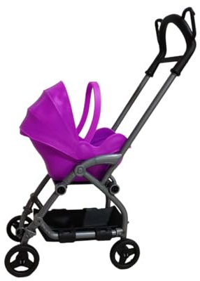 Sharplace Puppenwagen Puppenstubenwagen Mini Kinderwagen Spielzeug Puppenzubehör aus Robustem PP Material für Kinderzimmer Puppensammlung Rollenspiele, Schwarz