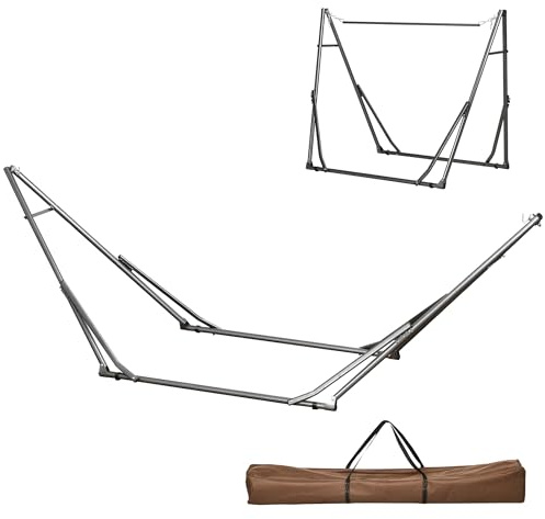 Outsunny Support de Hamac Pliable, Cadre de Hamac Portable, 3-en-1 Noir