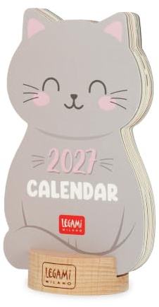Legami - Calendrier 2027, sur Socle en Bois, 12 Mois, 9 x 4 cm