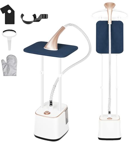 2-in-1 Dampfglätter mit Bügelbrett, 2000W Dampfbügelstation & Dampfbürste, Profi Kleiderdampfer mit 2,7L Wassertank, 10 Dampfstufen, 30s Schnelles Aufheizen, Vertikaldampf & Horizontalbügeln