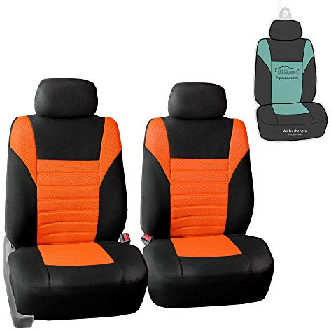 FH Group Car Seat Cover Premium 3D Air Mesh Front Pair Set Car Seat Covers Airbag Compatible, Gray and Black Automotive Seat Cover with Gift Universal Fit Interior Accessories for Cars Trucks and SUVs