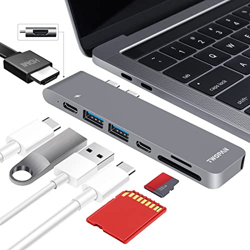 TWOPAN USB C Hub for MacBook Pro, 7 in 2 USB C to 4K HDMI Multiport Adapter, Thunderbolt PD Port, USB 3.0 Ports, SD/TF Card Reader for MacBook Air/Pro 2020/2019/2018