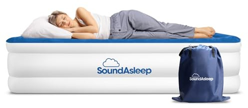 SoundAsleep Products Dream Series Luxury Air Mattress, ComfortCoil Technology, Built-in High Capacity Pump for Home, Camping- Double Height, Adjustable, Inflatable Blow Up, Portable (Twin Size)