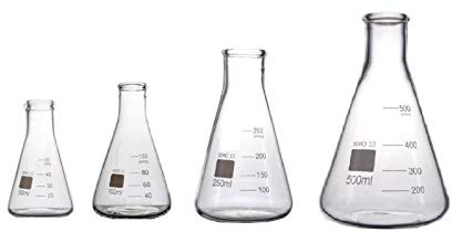 Rocwing - Borosilicate 3.3 Graduated Conical Glass Flask for Laboratory (50ml+100ml+250ml+500ml)