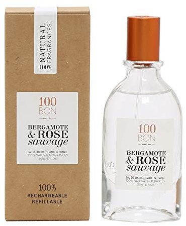100bon Bergamote & Rose Sauvage EDP Cologne - Eleganter blumiger Duft - Leicht und erfrischend mit natürlichen Inhaltsstoffen - 50 ml