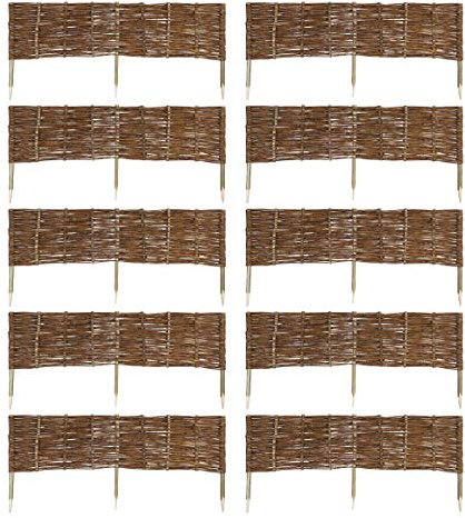 MC.Sammler 10 x Weide Beeteinfassung 16 Größen (Höhe: 30 cm Länge: 120 cm) Weidenzaun Rasenkante aus Weidengeflecht - Garten Beetbegrenzung für Blumen - Steckzaun mit Buchepflöcken für Weg-Abgrenzung