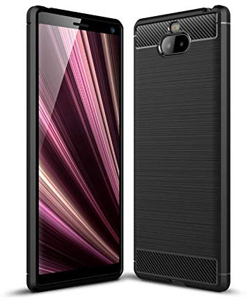 CoverKingz Handyhülle für Sony Xperia 10 - Silikon Handy Hülle im Carbon Design - Soft Case Phone Cover Schwarz