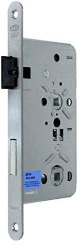 BKS Badezimmer Türschloss mit Vierkant, mit Flüsterfalle Kl.III BAD 55/78/8 mit Edelstahl Stulp 20 x 235mm abgerundet, DIN Links incl. SN-TEC® Montageset