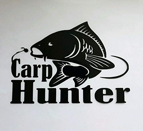 myrockshirt Carp Hunter Karpfenangler ca 20 cm Aufkleber,Sticker,Decal,Autoaufkleber,UV&Waschanlagenfest,Profi-Qualität