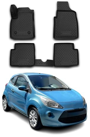 OMAC Fußmatten für Ford Ka 2008-2021 TPE 4X Schwarz | Gummimatten, Automatten, Allwetter, fahrzeugspezifisches Produkt, Antirutsch, 3D-Passform, wasserdicht